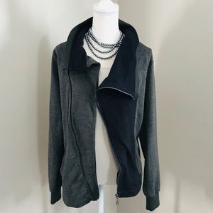 Scandal Asymmetric Zip Knit Jacket
